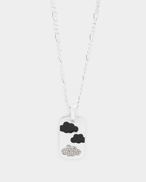 Wild For The Weekend Cloud Rectangle Pendant Necklace Silver