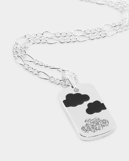 Wild For The Weekend Cloud Rectangle Pendant Necklace Silver