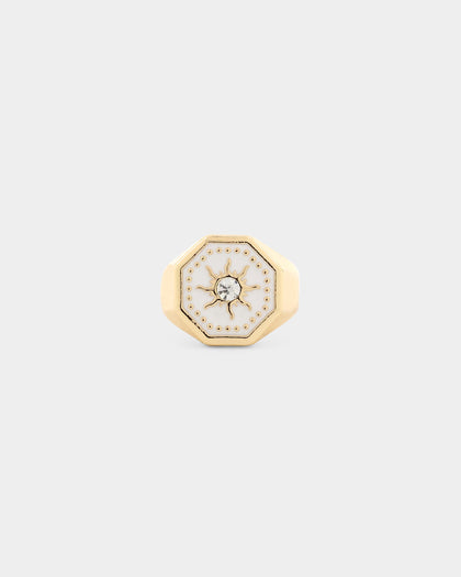 Wild For The Weekend Octagon Sun Signet Ring (Large) Gold