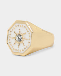 Wild For The Weekend Octagon Sun Signet Ring (Large) Gold