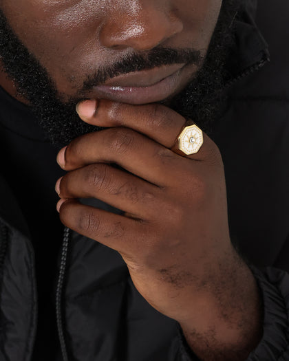 Wild For The Weekend Octagon Sun Signet Ring (Large) Gold