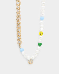 Wild For The Weekend Peace Beaded Necklace Gold