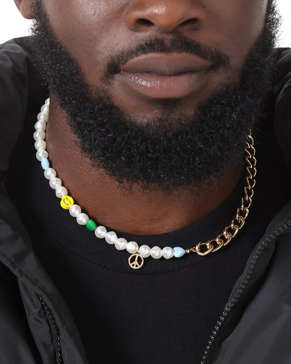Wild For The Weekend Peace Beaded Necklace Gold