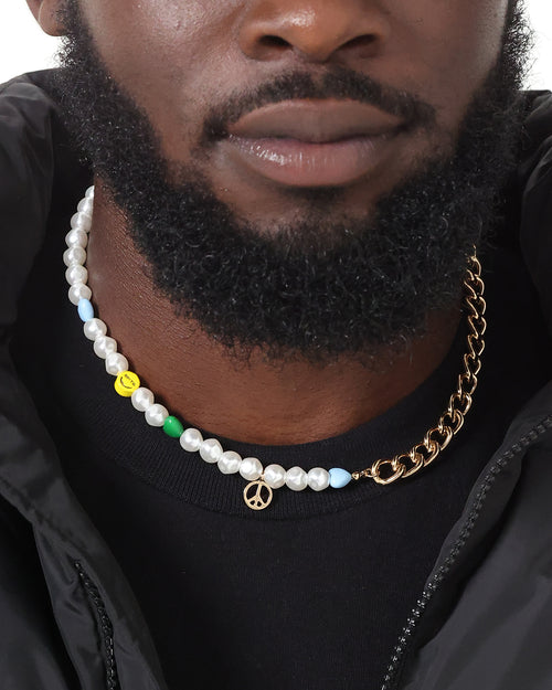 Wild For The Weekend Peace Beaded Necklace Gold
