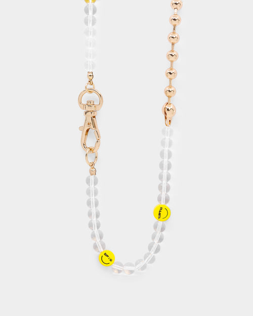 Wild For The Weekend Smiley Beaded Necklace Gold