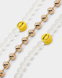 Wild For The Weekend Smiley Beaded Necklace Gold