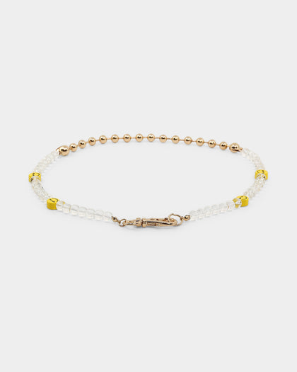 Wild For The Weekend Smiley Beaded Necklace Gold