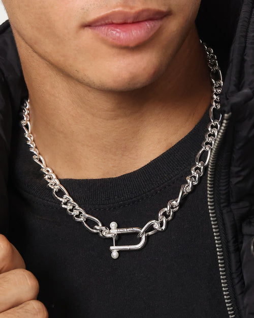 Wild For The Weekend Pearl Clasp Necklace Silver