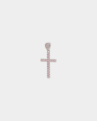 NXS Classic Mini Cross Pendant White Gold/Pink
