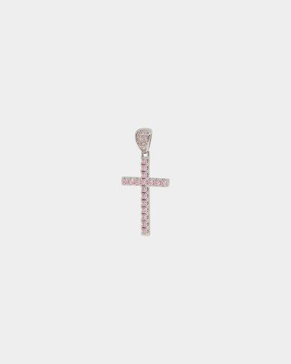NXS Classic Mini Cross Pendant White Gold/Pink