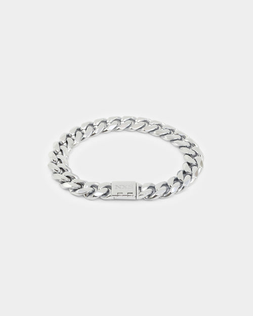 NXS 10mm Cuban Link Bracelet White Gold