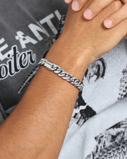 NXS 10mm Cuban Link Bracelet White Gold