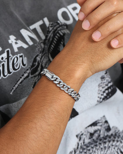 NXS 10mm Cuban Link Bracelet White Gold