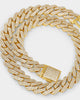 NXS 18" 14mm Iced Interlink Chain Iced Gold