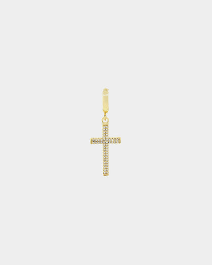 NXS Cross Earring Iced Gold