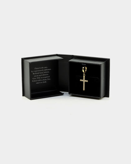 NXS Cross Earring Iced Gold