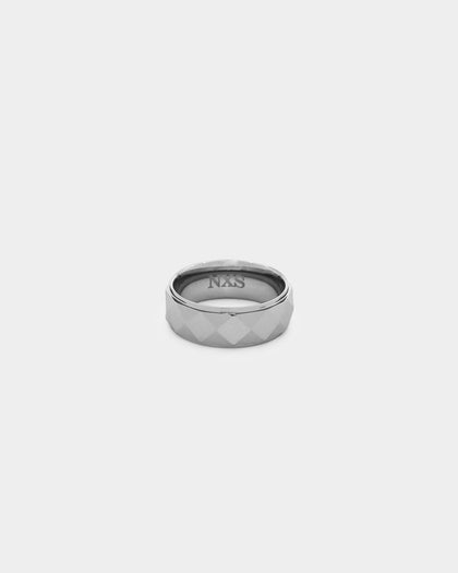 NXS Diamond Cut Tungsten Ring Steel Grey