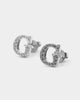 Guess Mainline Party Pave G Logo 9mm Stud Earrings Silver