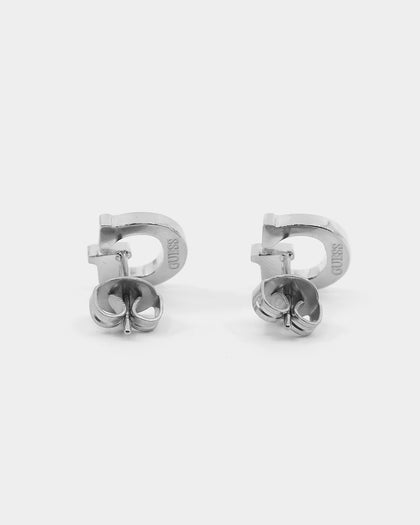 Guess Mainline Party Pave G Logo 9mm Stud Earrings Silver