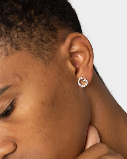 Guess Mainline Party Pave G Logo 9mm Stud Earrings Silver