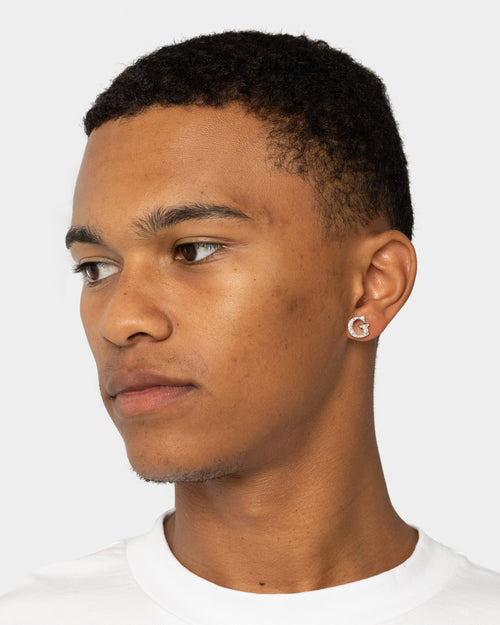 Guess Mainline Party Pave G Logo 9mm Stud Earrings Silver