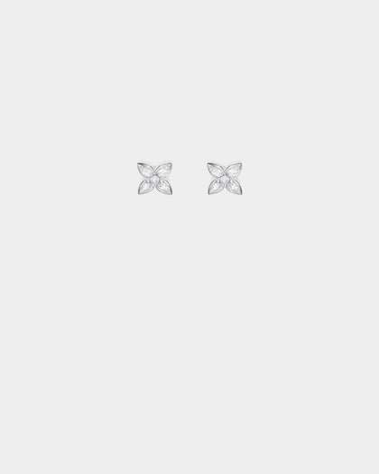 Guess Mainline Flower Party 12mm CZ Studs Earrings Silver