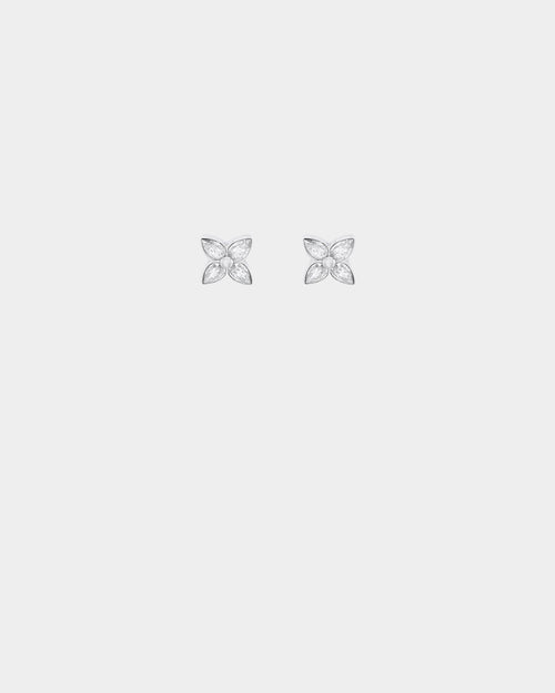 Guess Mainline Flower Party 12mm CZ Studs Earrings Silver