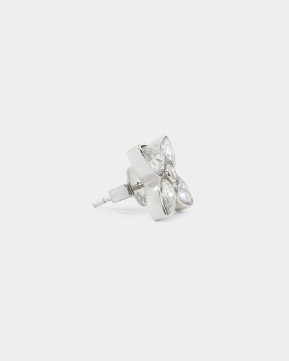 Guess Mainline Flower Party 12mm CZ Studs Earrings Silver