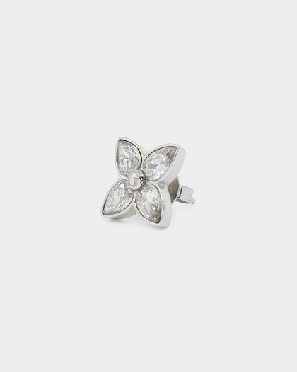 Guess Mainline Flower Party 12mm CZ Studs Earrings Silver