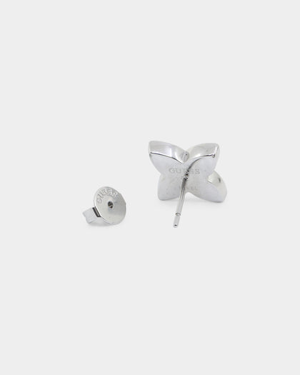 Guess Mainline Flower Party 12mm CZ Studs Earrings Silver