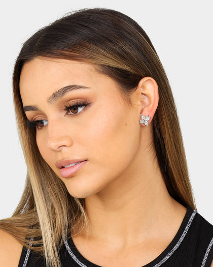 Guess Mainline Flower Party 12mm CZ Studs Earrings Silver