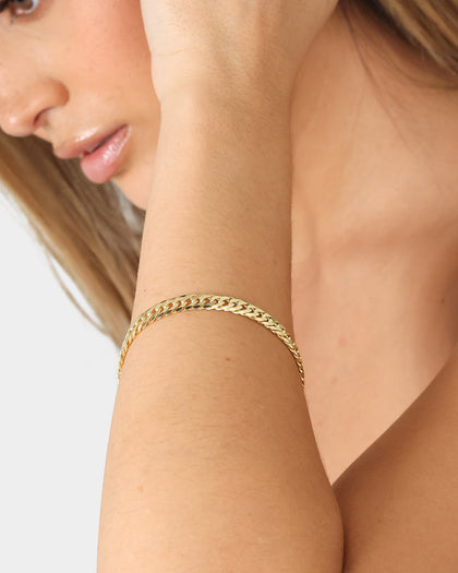 House Of Auric 6.4mm Double Curb Bracelet 18k Gold Vermeil