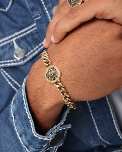 Guess Mainline Side Lion Coin Bracelet Gold