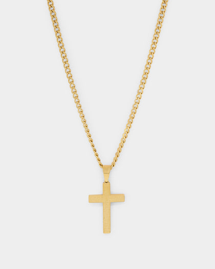 NXS Textured Cross Pendant gold