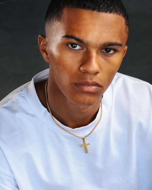 NXS Textured Cross Pendant gold