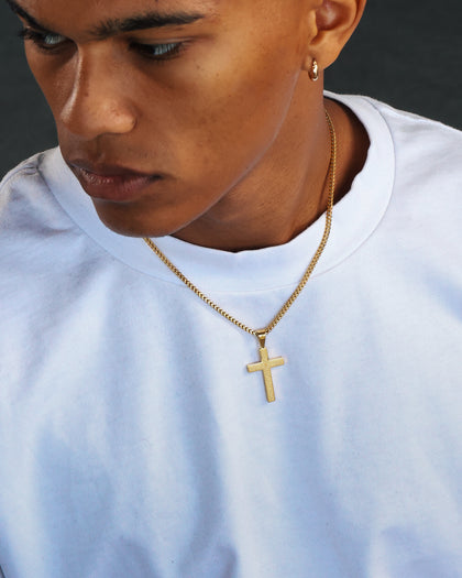 NXS Textured Cross Pendant gold