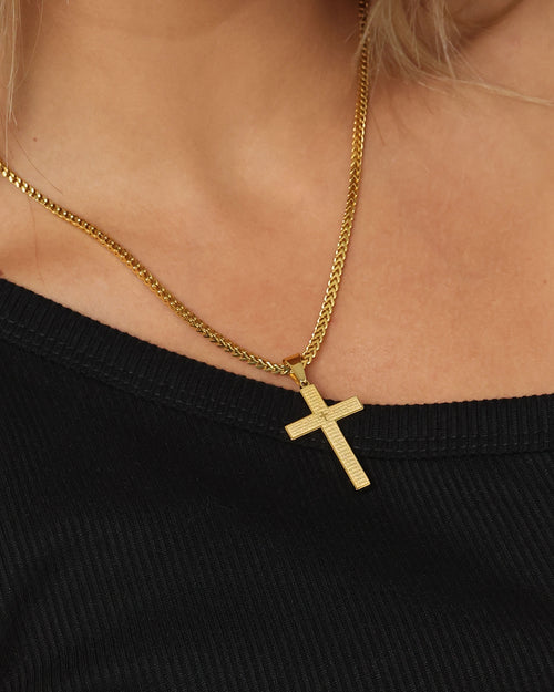 NXS Textured Cross Pendant gold