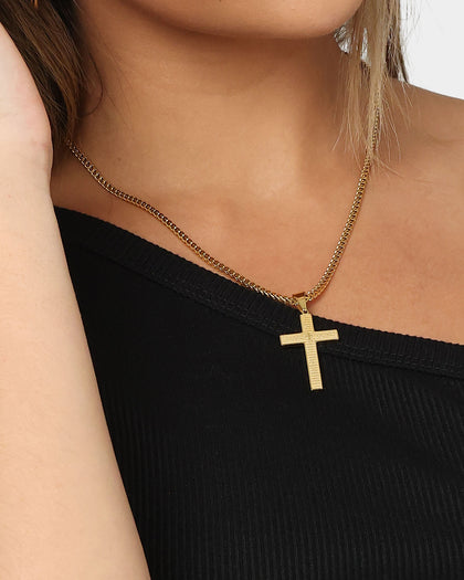 NXS Textured Cross Pendant gold