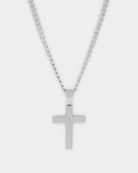 NXS Textured Cross Pendant White Gold