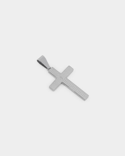 NXS Textured Cross Pendant White Gold