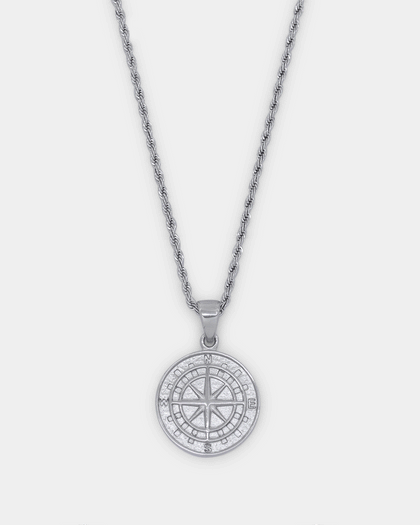 NXS Compass Pendant White Gold