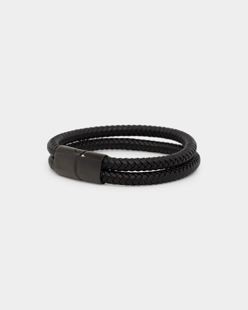 NXS Dyad Leather Bracelet Black