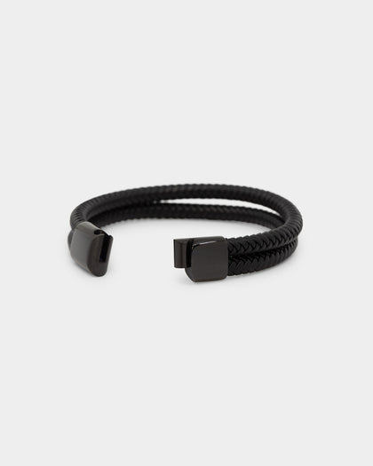 NXS Dyad Leather Bracelet Black