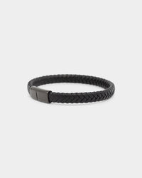 NXS Solo Leather Bracelet Stainless Steel