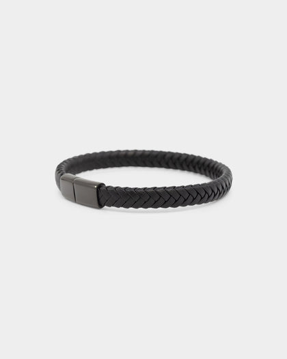 NXS Solo Leather Bracelet Stainless Steel