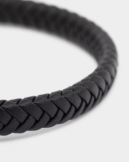 NXS Solo Leather Bracelet Stainless Steel