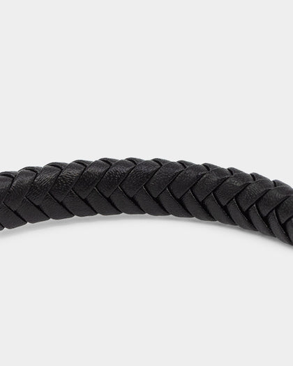 NXS Solo Leather Bracelet Stainless Steel