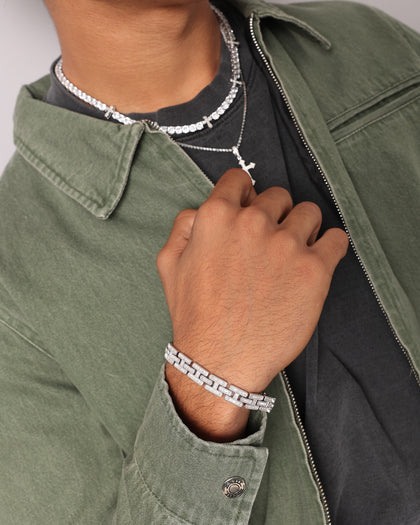 NXS Iced Razor Bracelet Iced White Gold