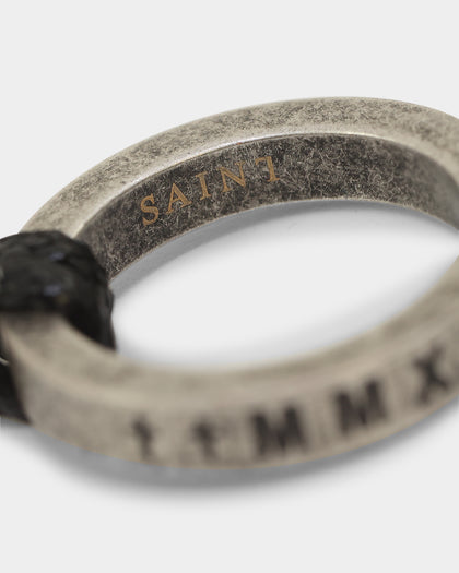 Saint Morta Leather Annex Necklace Black