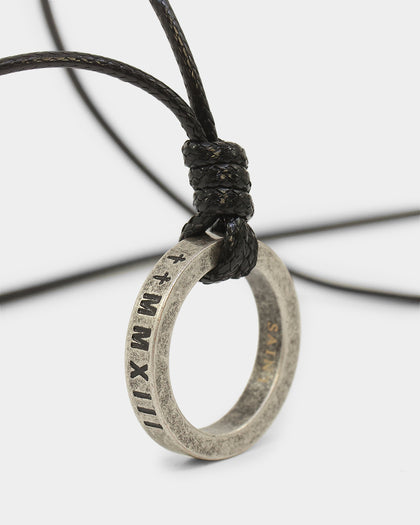 Saint Morta Leather Annex Necklace Black